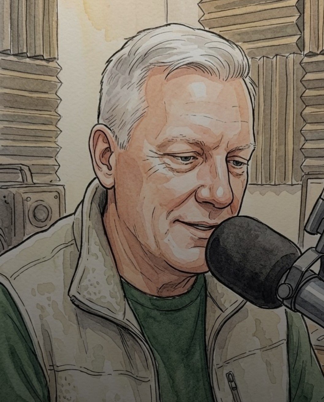 Watercolor portrait of Rev. Patrick Henry Nichols I in the studio