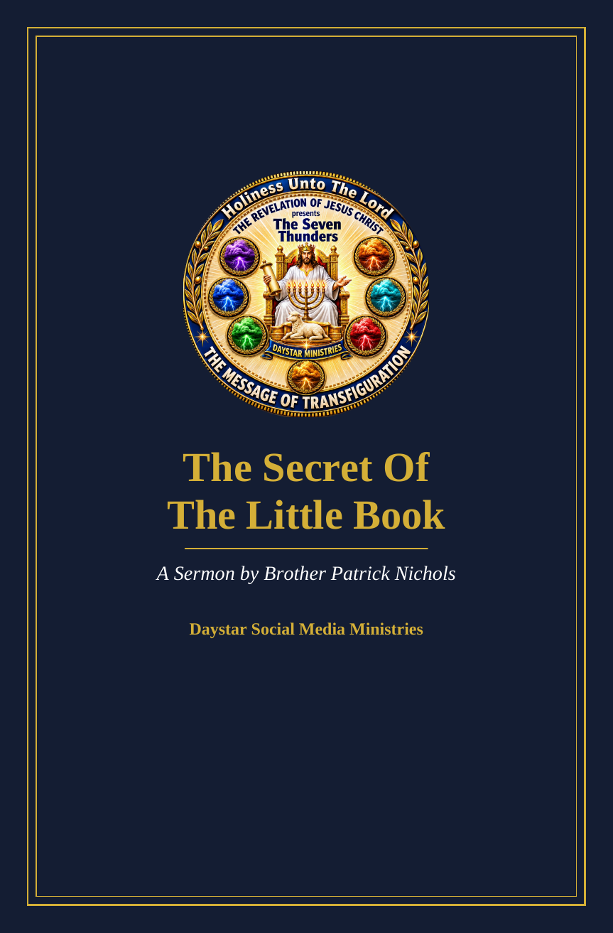 Navy-and-gold cover of the booklet The Secret Of The Little Book